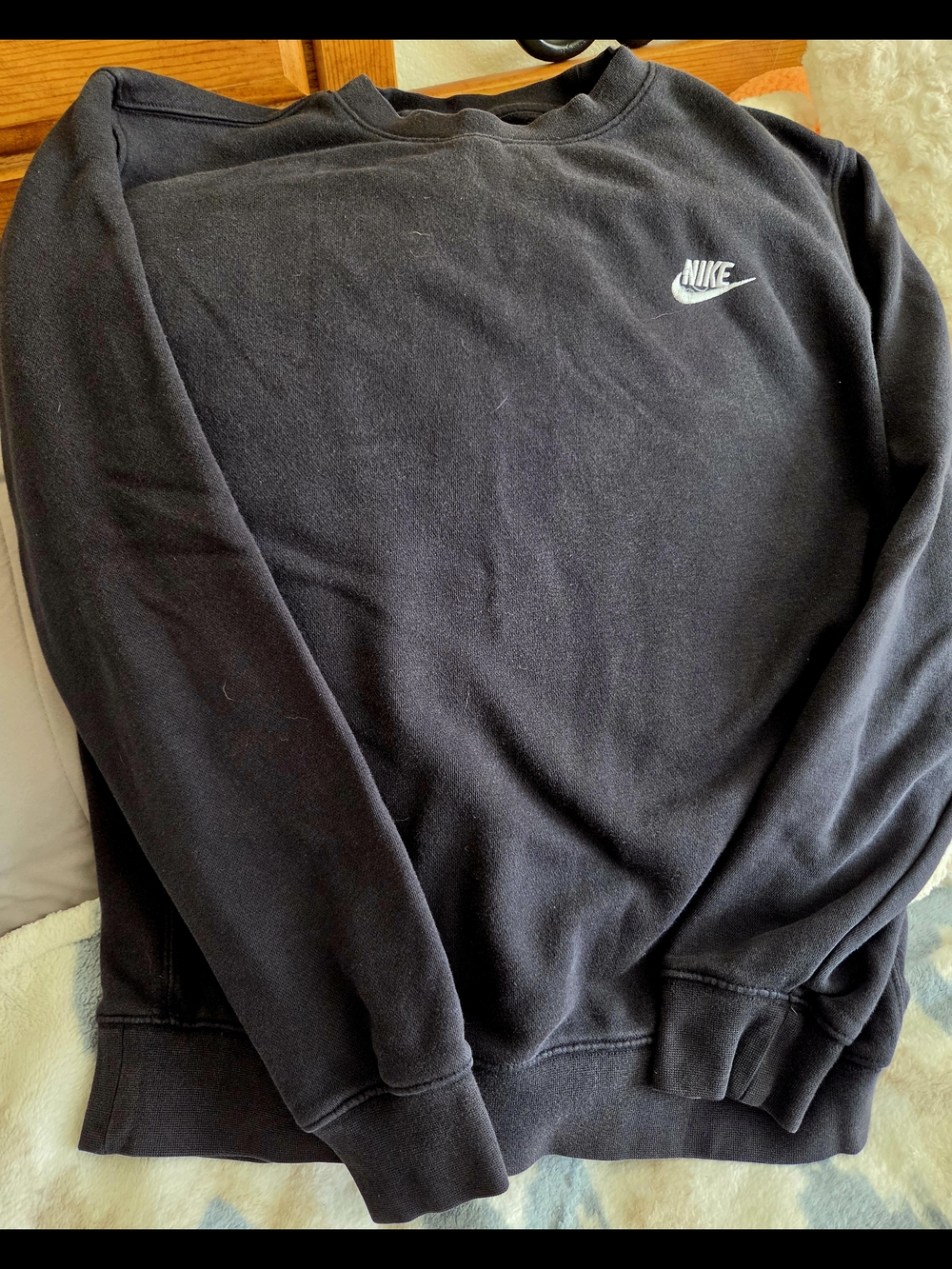 Nike Black Crewneck Sweatshirt with White Swoosh - Men's
